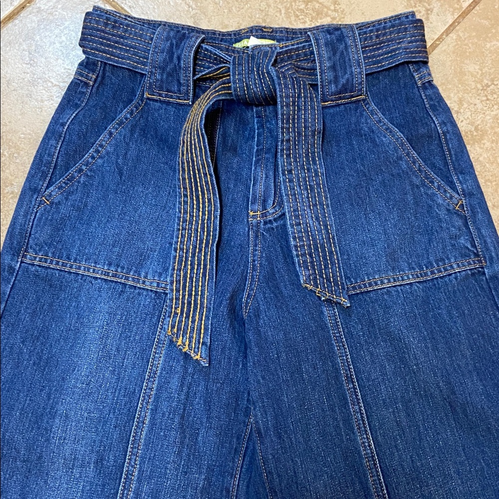 Gianni Bini High Rise Denim Jeans Wide Leg with Belt - Picture 2 of 9